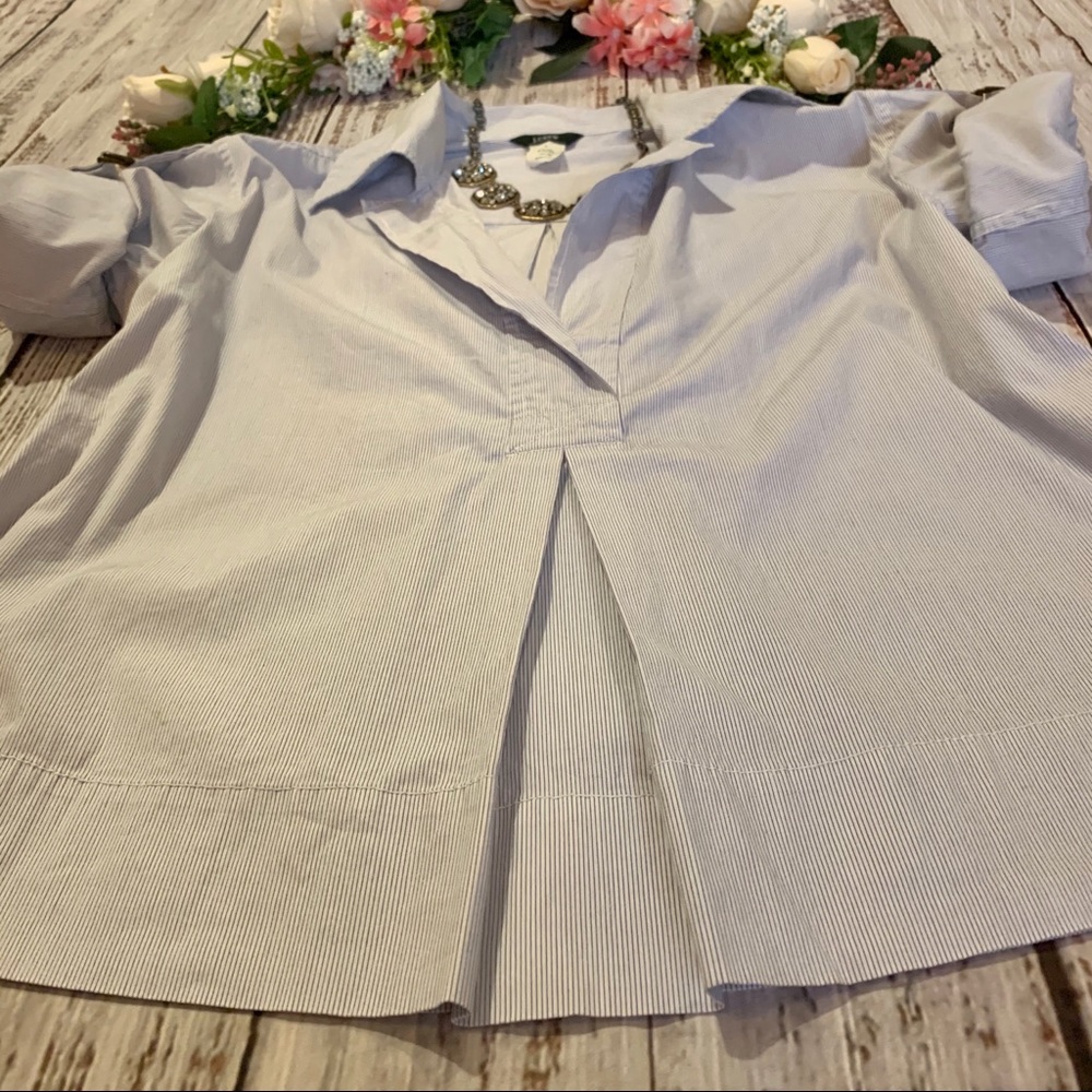J.Crew Nautical Pinstripe Swing Top Buckle Shoulders Pleating